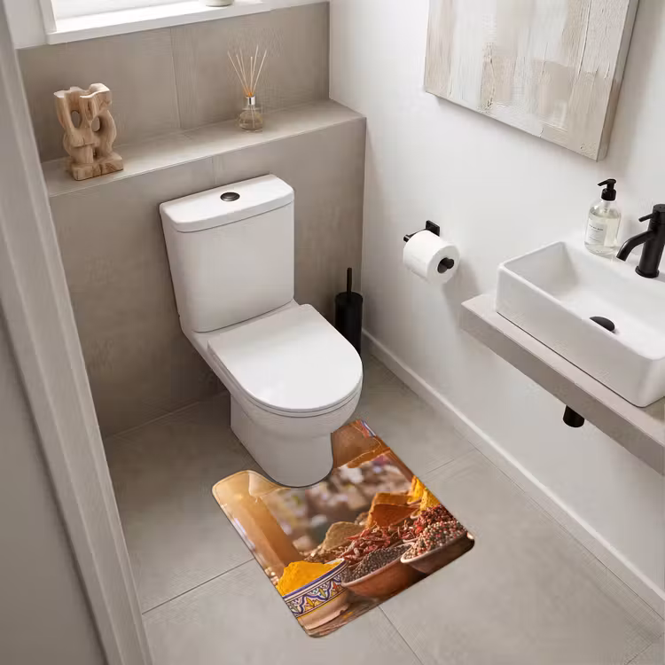 WC Vorleger - Gewürze – Markt – Bunt - Specerijen - Markt - Kleurrijk WCmat U-uitsnede middel