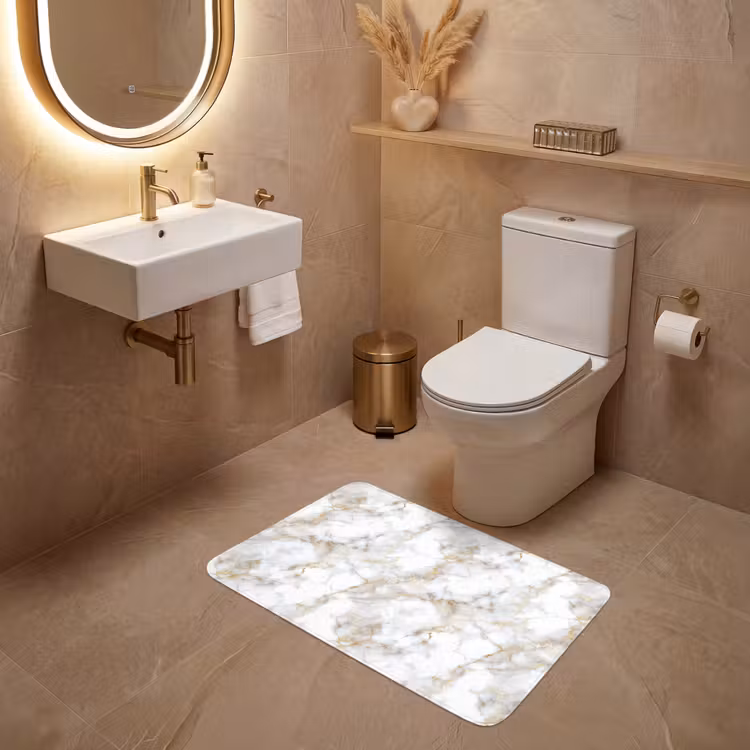 Gouden aders - Marmer - Wit WCmat middel 1009 -sfeer3