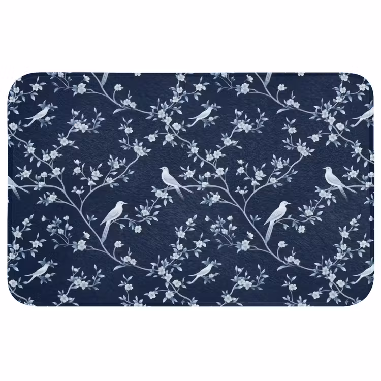 Grafisch - Bloesemtak - Blauw WCmat middel 1009 -3d