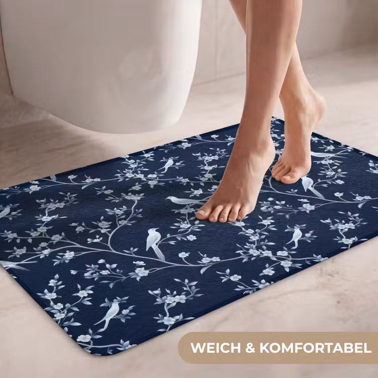 Grafisch - Bloesemtak - Blauw WCmat middel 1009 -USP_ZachtDE