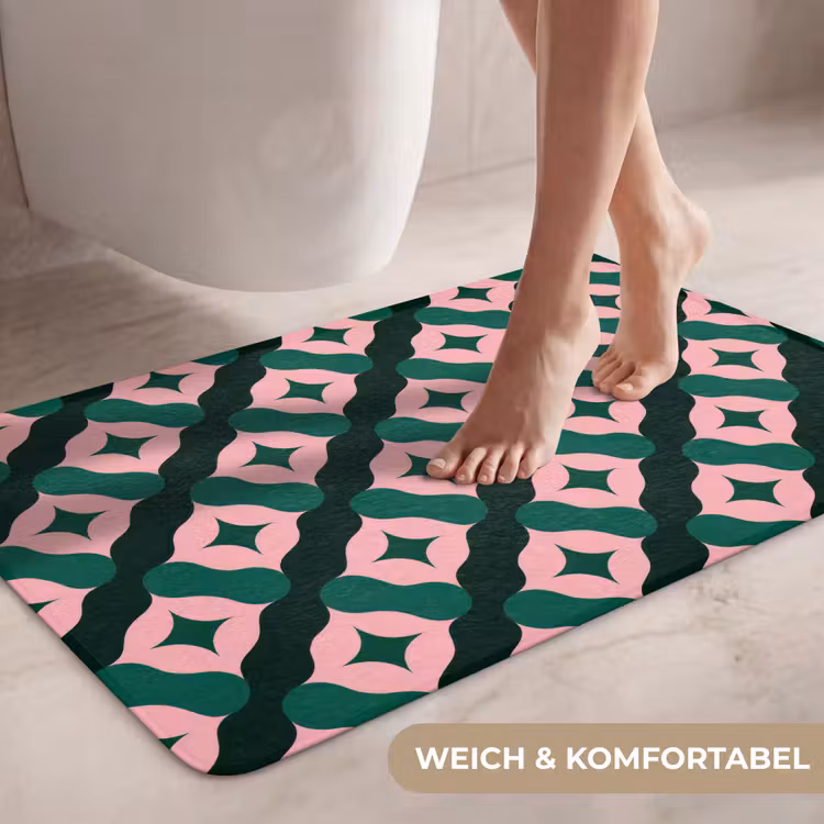 Groen - Roze - Retro - Sterren WCmat middel 1009 -USP_ZachtDE