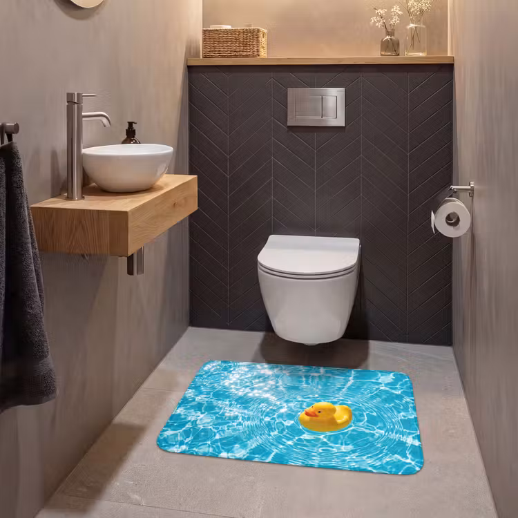 Badeend - Dobberen - Blauw WCmat middel -sfeer2