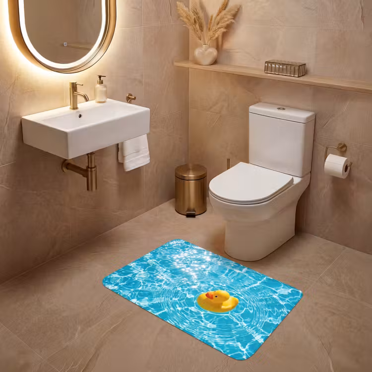 Badeend - Dobberen - Blauw WCmat middel -sfeer3