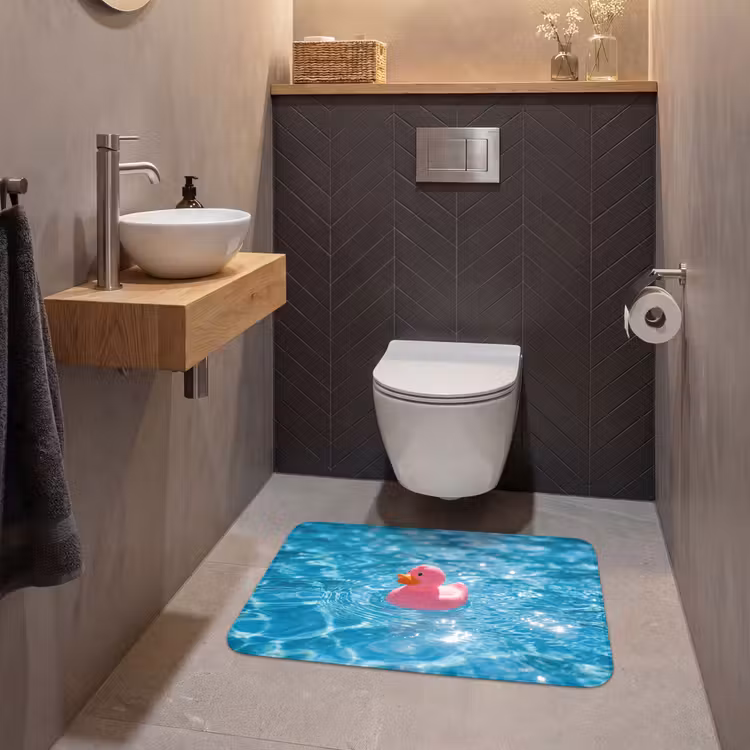 Badeend - Dobberend - Roze WCmat middel -sfeer2