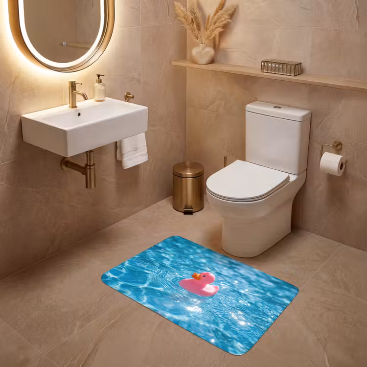 Badeend - Dobberend - Roze WCmat middel -sfeer3