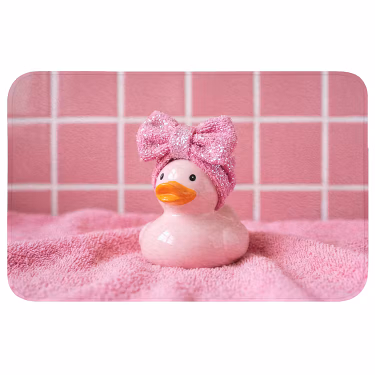 Badeend -Strik - Roze WCmat middel -3d