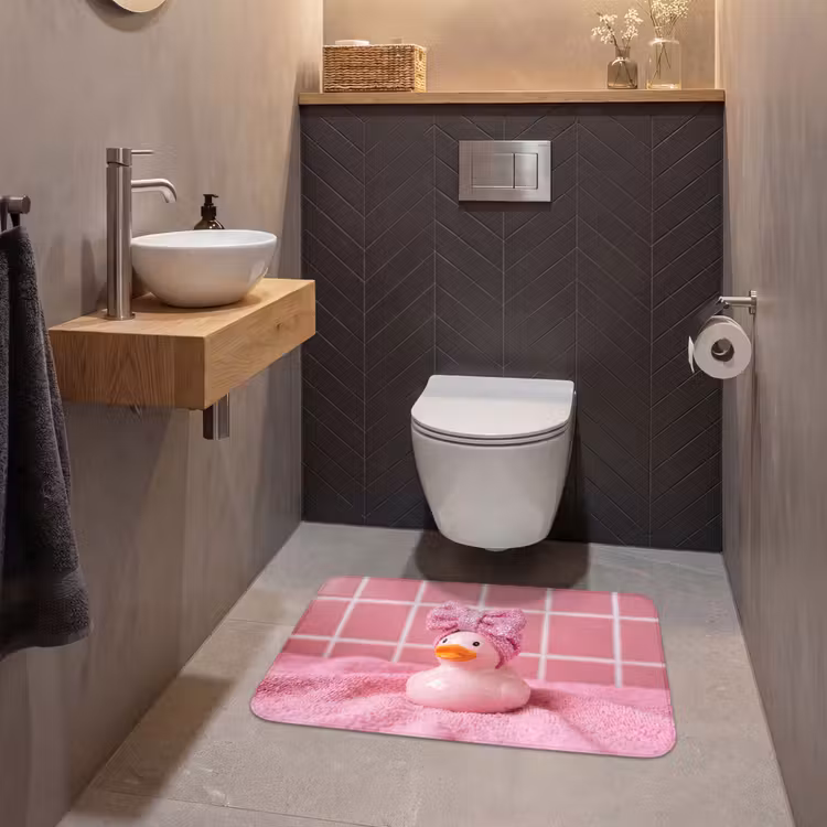 Badeend -Strik - Roze WCmat middel -sfeer2
