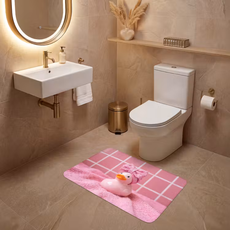 Badeend -Strik - Roze WCmat middel -sfeer3