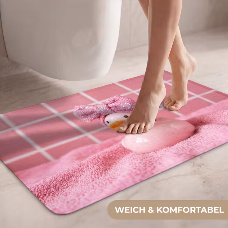 Badeend -Strik - Roze WCmat middel -USP_ZachtDE