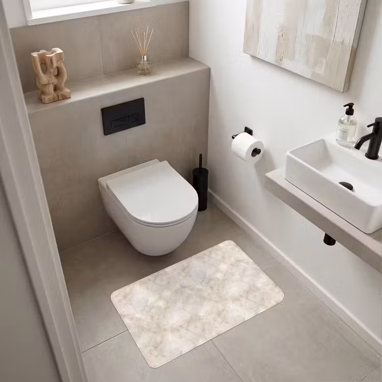 Lichtbeige - Goudbruine Nerven - Marmer WCmat middel 1009 -sfeer1