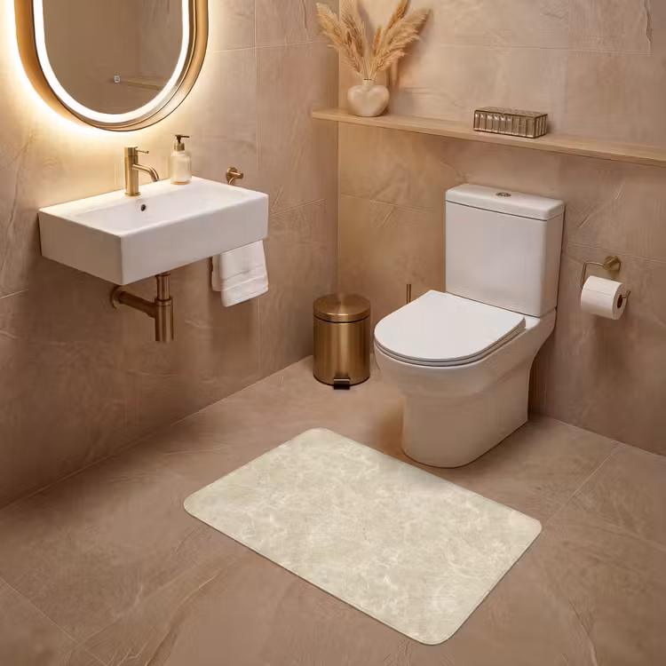 Lichtbeige - Marmer - Diffusie adering WCmat middel 1009 -sfeer3