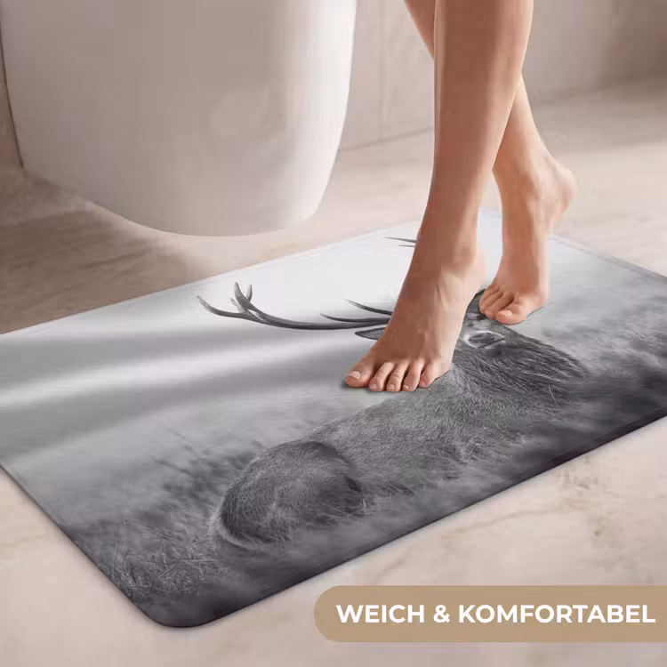 Hert - Mistig - Zwart - Wit WCmat middel -USP_ZachtDE