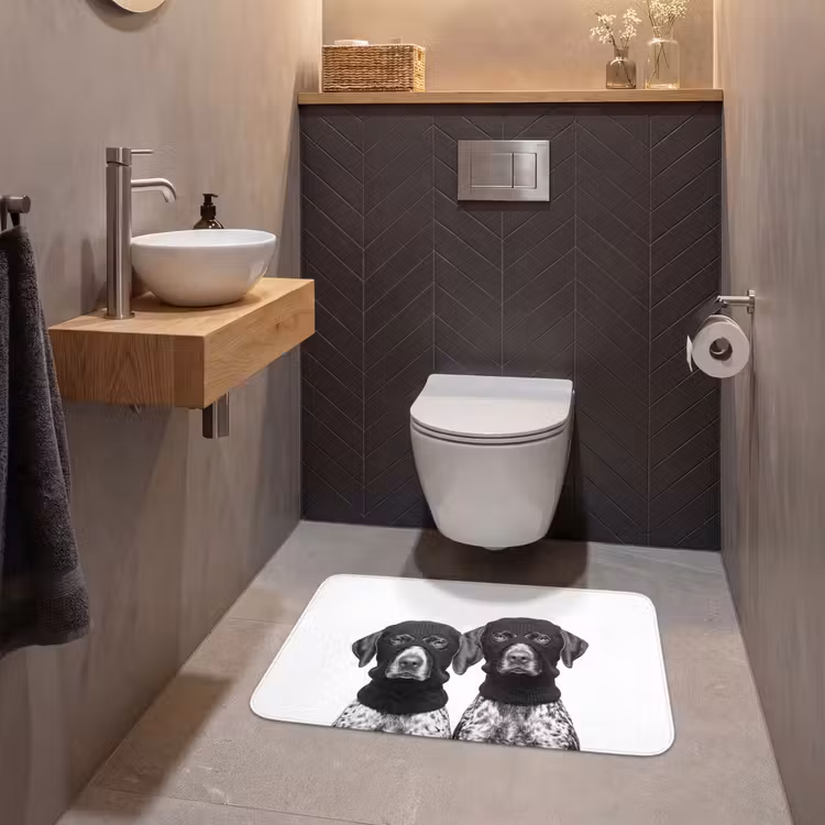 Honden - Bivakmuts - Zwart - wit WCmat middel -sfeer2