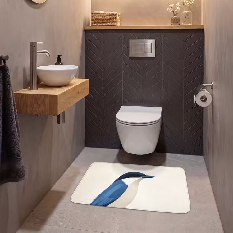 Illustratie - Blauw - Vogel WCmat middel -sfeer2
