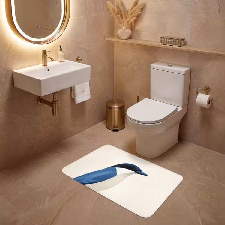 Illustratie - Blauw - Vogel WCmat middel -sfeer3
