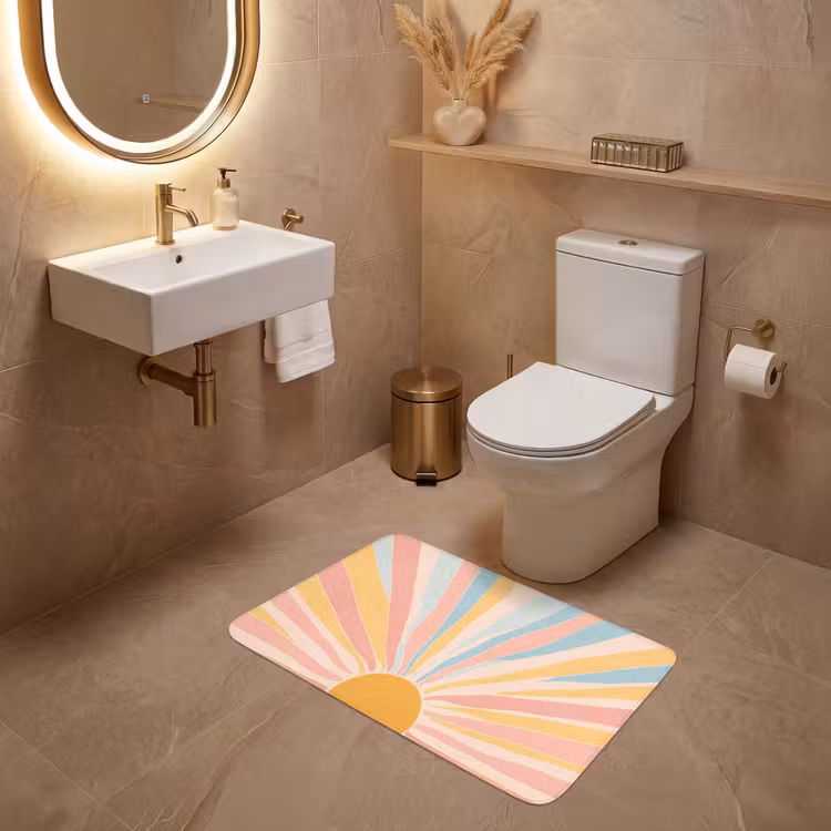 Illustratie - Zon - Pastelkleuren WCmat middel -sfeer3