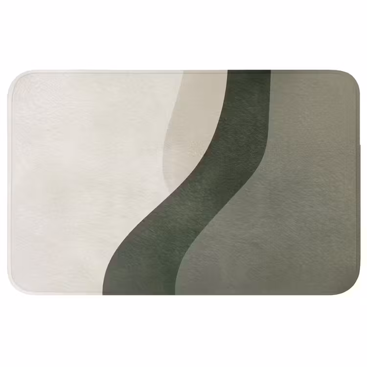 Japandi - Groen - Abstract - Modern WCmat middel -3d