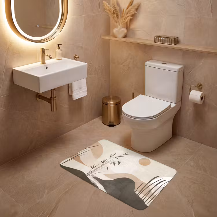 Japandi - Landschap - Beige WCmat middel -sfeer3