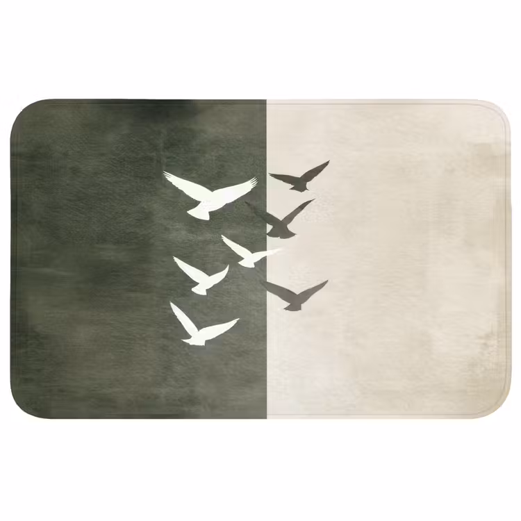Japandi - Vogel - Groen WCmat middel -3d