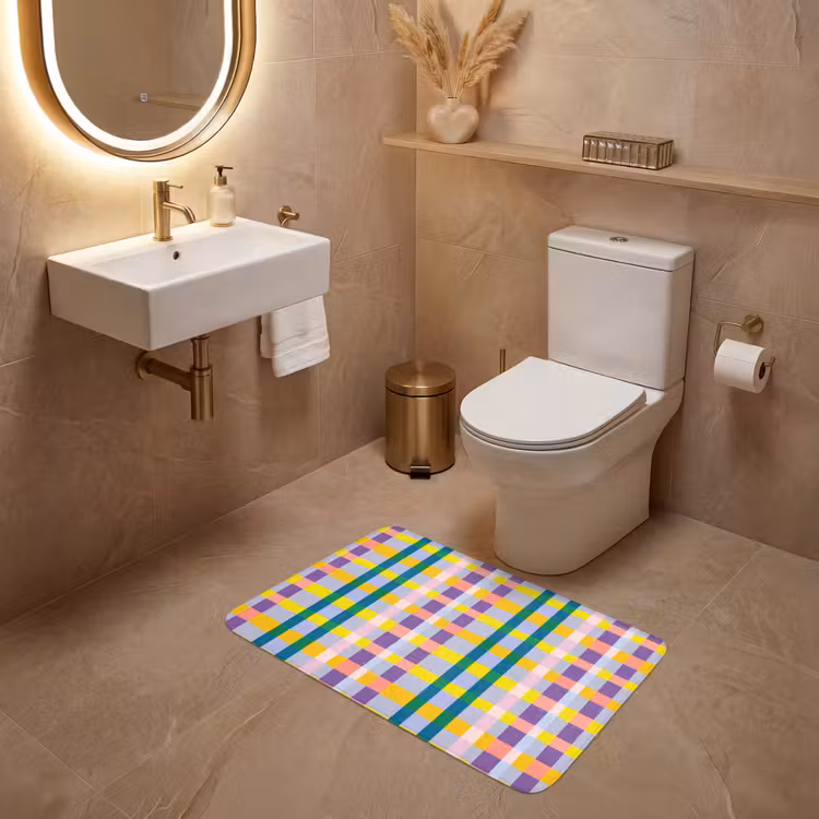Ruit - Patroon - Kleurrijk WCmat middel 1009 -sfeer3