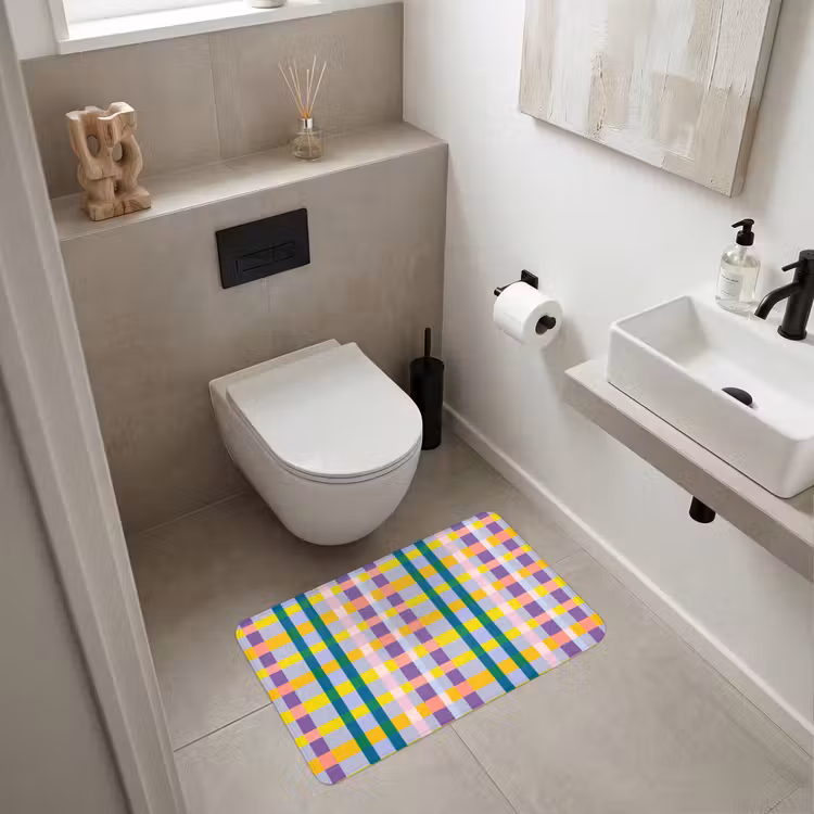 Ruit - Patroon - Kleurrijk WCmat middel 1009 -sfeer1