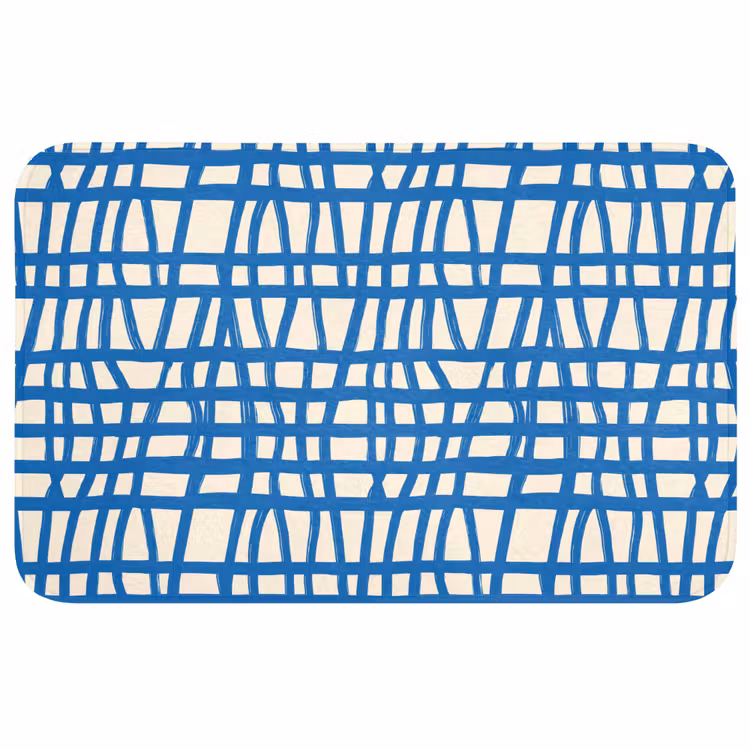 Ruitpatroon - Blauw - Crème WCmat middel 1009 -3d