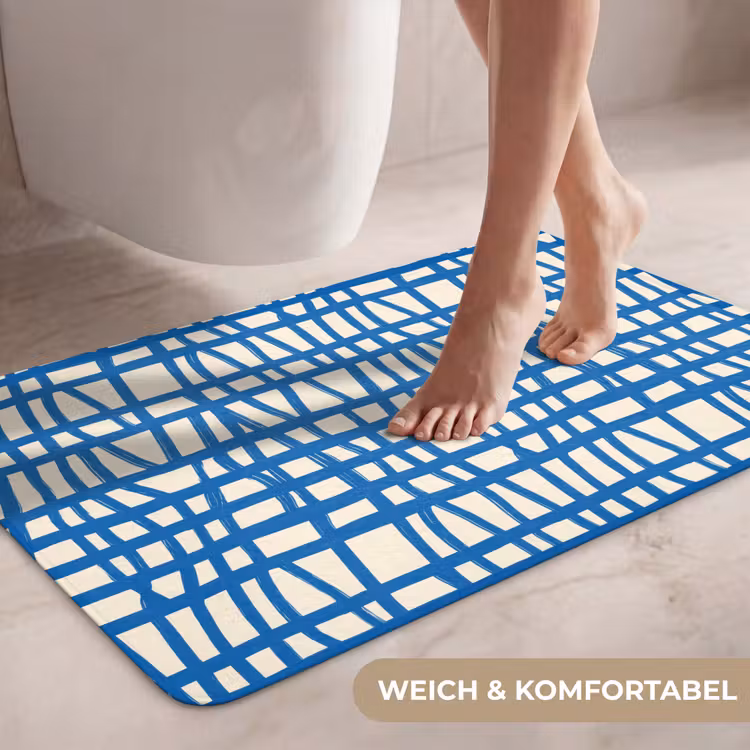 Ruitpatroon - Blauw - Crème WCmat middel 1009 -USP_ZachtDE