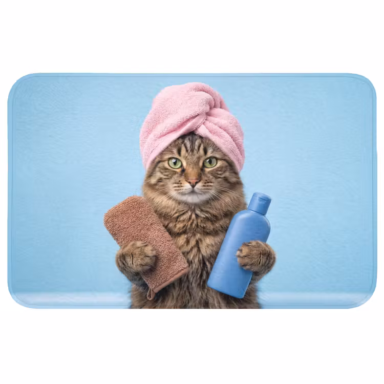 Kat - Handdoek - Washand - Zeep WCmat middel -3d