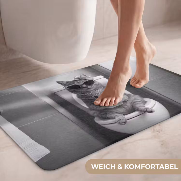 Kat - Telefoon - Toilet - Zwart - Wit WCmat middel -USP_ZachtDE