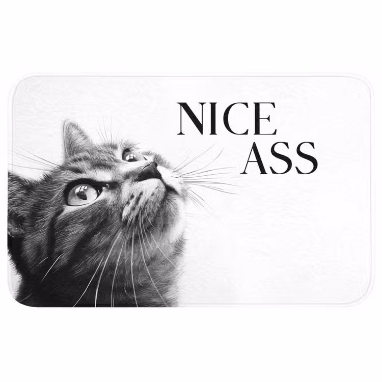 Katten - Nice ass - Quote - Zwart wit - Spreuken WCmat middel -3d