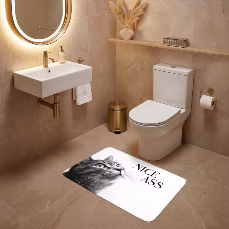 Katten - Nice ass - Quote - Zwart wit - Spreuken WCmat middel -sfeer3