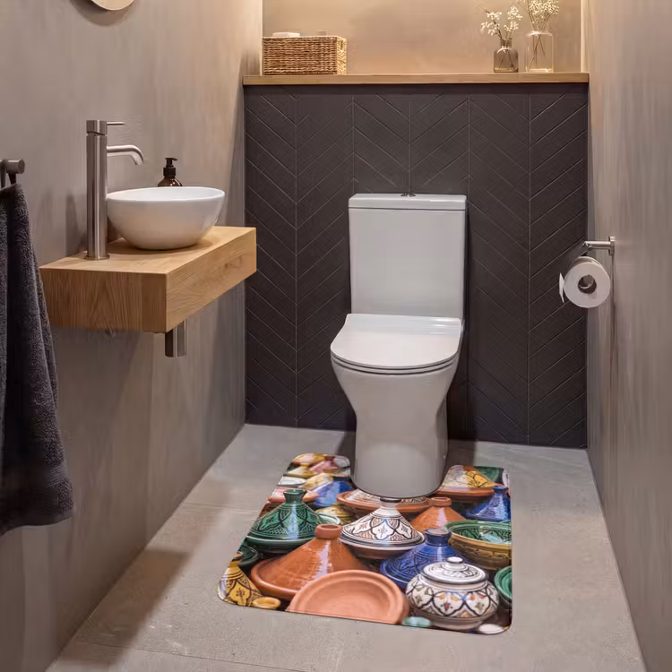 WC Vorleger - Keramik – Bunt – Muster - Aardewerk - Kleurrijk - Patroon WCmat U-uitsnede middel