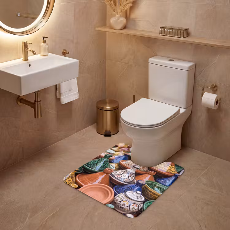 WC Vorleger - Keramik – Bunt – Muster - Aardewerk - Kleurrijk - Patroon WCmat U-uitsnede middel