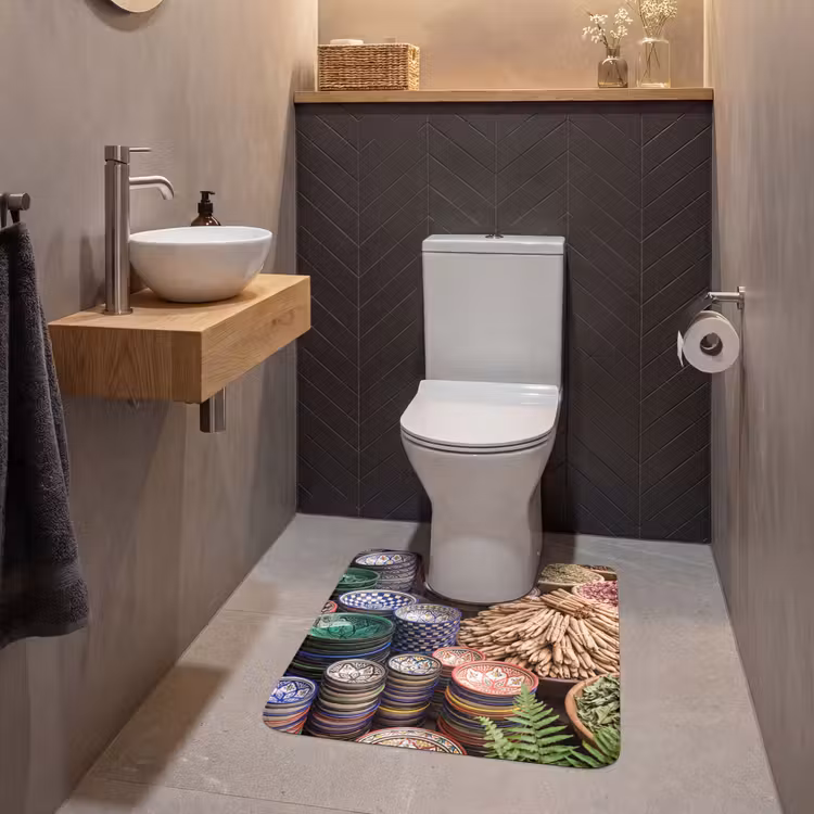 WC Vorleger - Keramik – Orientalisch – Farbenfroh - Aardewerk - Oosters - Kleurrijk WCmat U-uitsnede middel