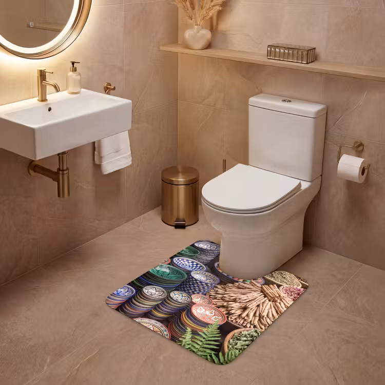 WC Vorleger - Keramik – Orientalisch – Farbenfroh - Aardewerk - Oosters - Kleurrijk WCmat U-uitsnede middel