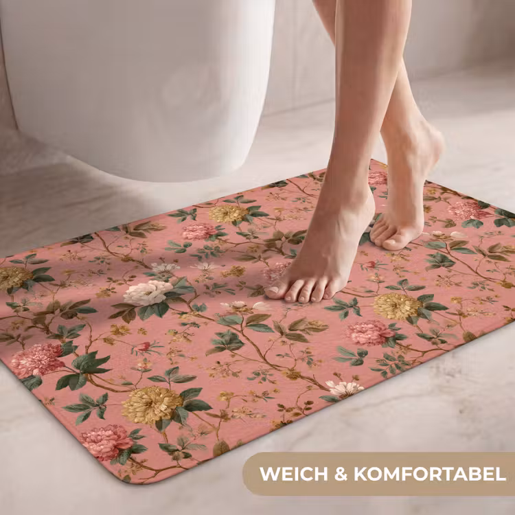 Klassiek - Botanisch - Roze WCmat middel 1009 -USP_ZachtDE