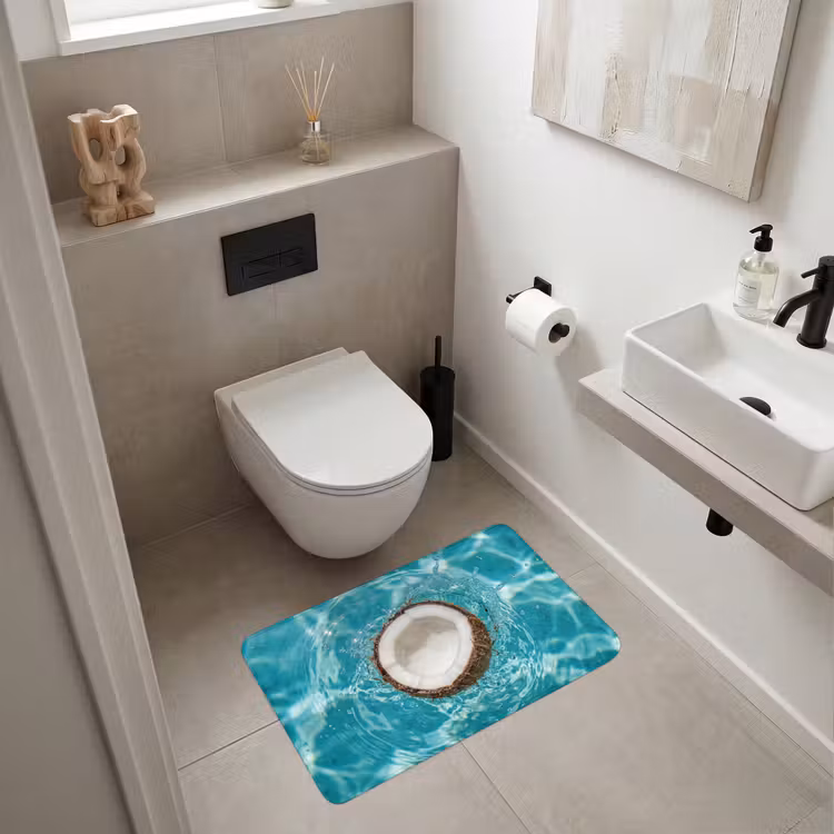 Kokosnoot - Water - Wit WCmat middel -sfeer1