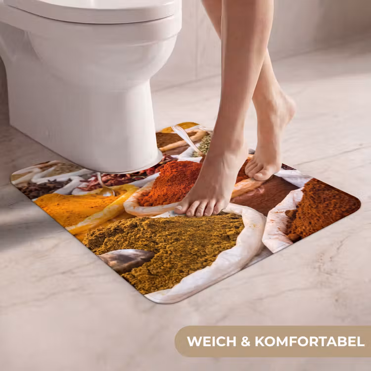 WC Vorleger - Kräuter – Markt – Essen - Kruiden - Markt - Eten WCmat U-uitsnede middel