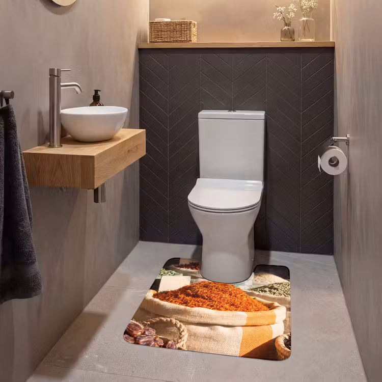 WC Vorleger - Kräuter – Markt – Farbenfroh - Kruiden - Markt - Kleurrijk WCmat U-uitsnede middel