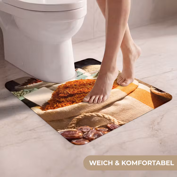 WC Vorleger - Kräuter – Markt – Farbenfroh - Kruiden - Markt - Kleurrijk WCmat U-uitsnede middel