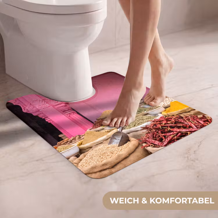 WC Vorleger - Kräuter – Markt – Rosa - Kruiden - Markt - Roze WCmat U-uitsnede middel