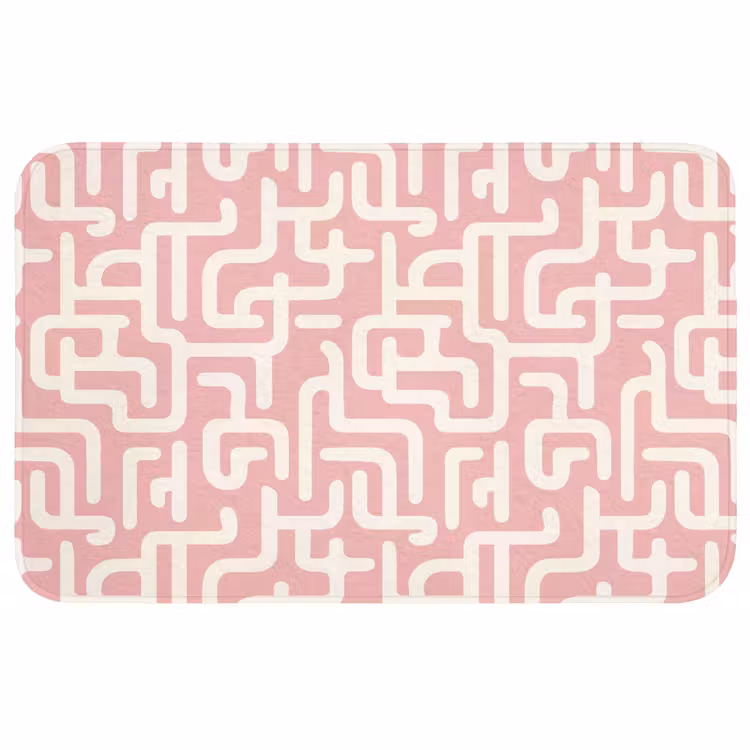 Doolhofpatroon - Roze - Wit - Abstract WCmat middel 1009 -3d