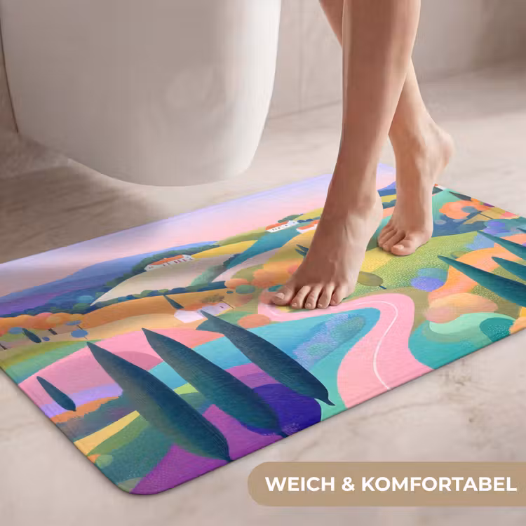 Landschap - Paars - Pastel - Huizen WCmat middel -USP_ZachtDE