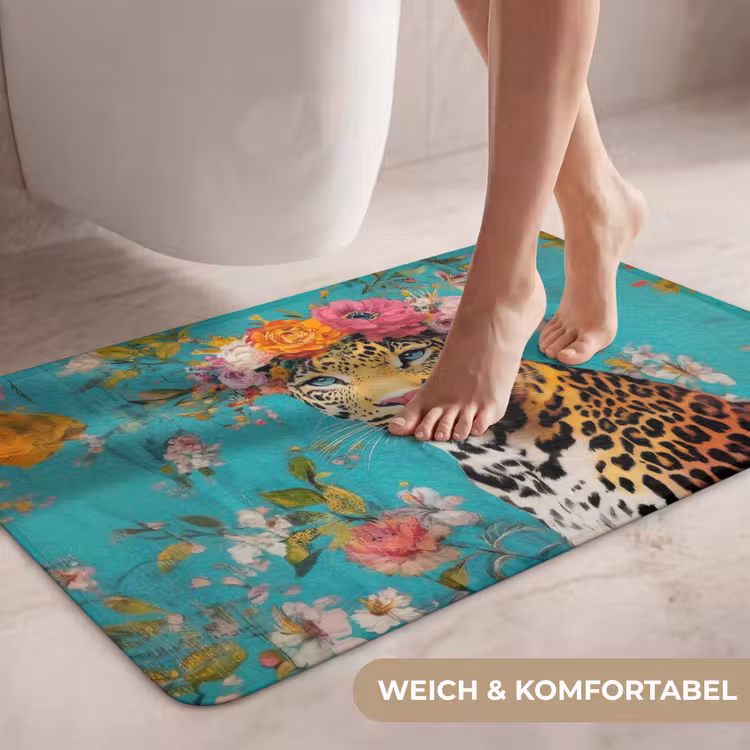 Luipaard - Bloemen - Kroon WCmat middel -USP_ZachtDE