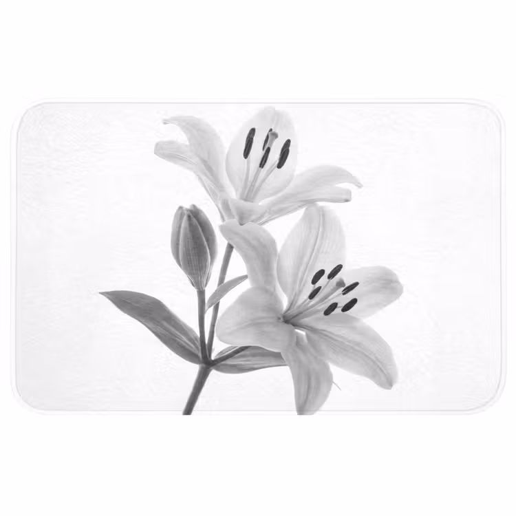 Lelies - Elegant - Zwart - Wit WCmat middel -3d