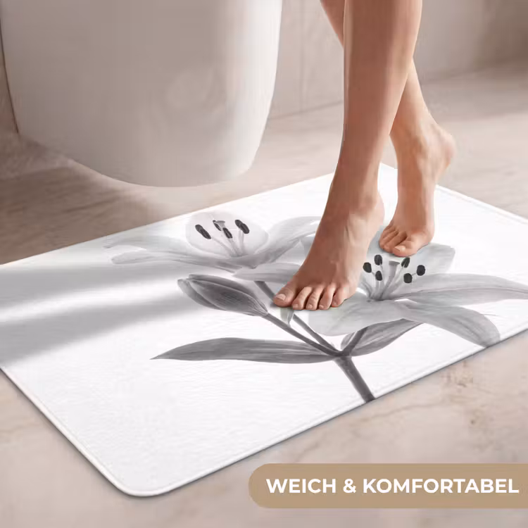 Lelies - Elegant - Zwart - Wit WCmat middel -USP_ZachtDE