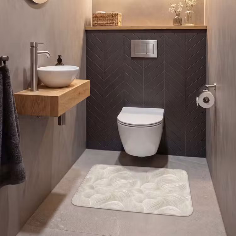 Lijnen - Waaier - Beige WCmat middel 1009 -sfeer2
