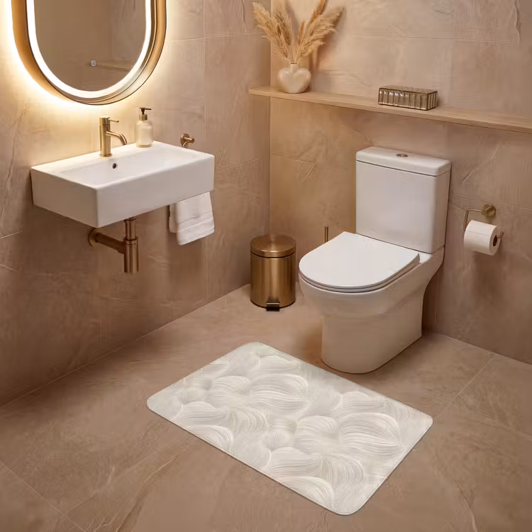 Lijnen - Waaier - Beige WCmat middel 1009 -sfeer3