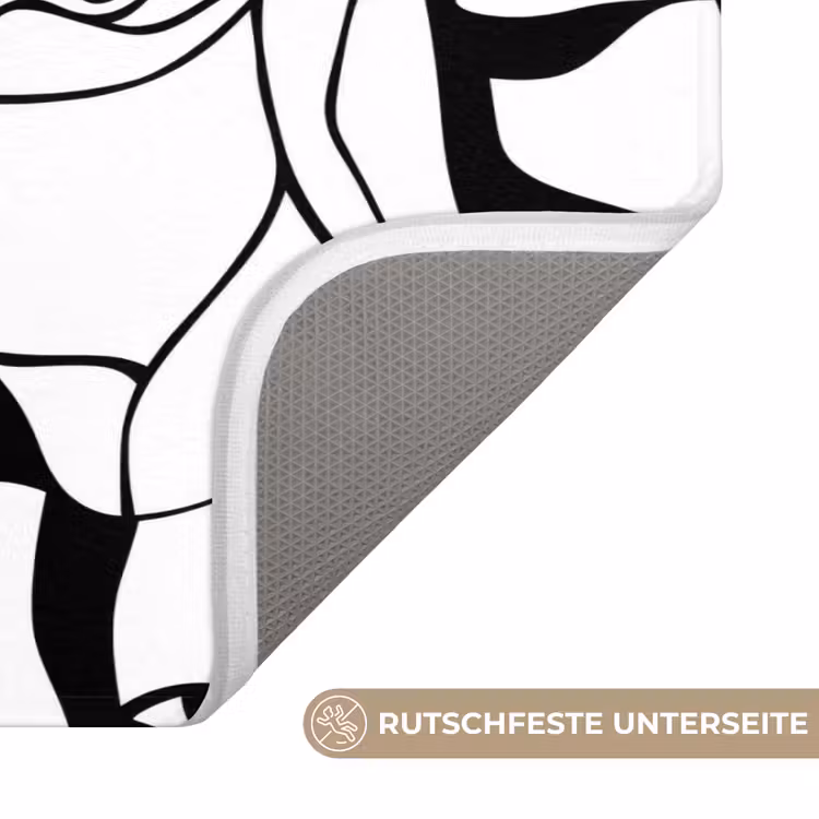 Lijnen - Gezichten - Zwart - Wit WCmat middel 1009 -USP_AntislipDE