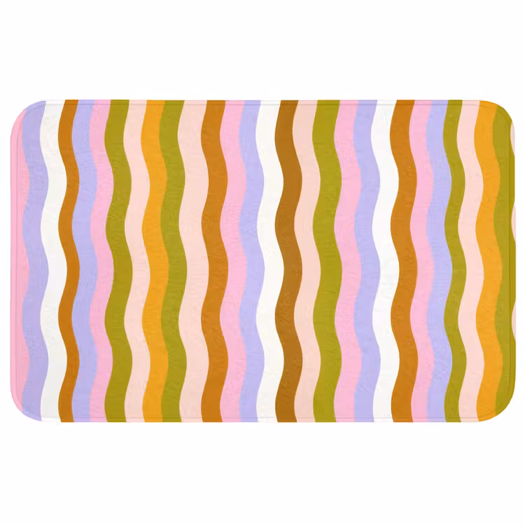 lijnen - Golven - Pastelkleuren - Patroon WCmat middel -3d